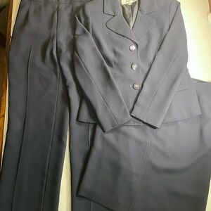 Jones Studio Navy Suit Set Blazer Skirt Pants Size 8 Career Workwear